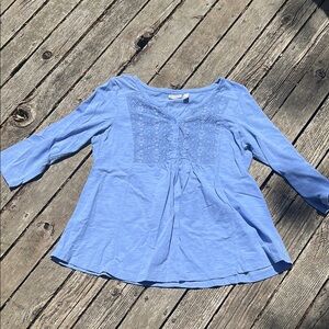 LOGO by Lori Goldstein Blue Long Sleeve Top